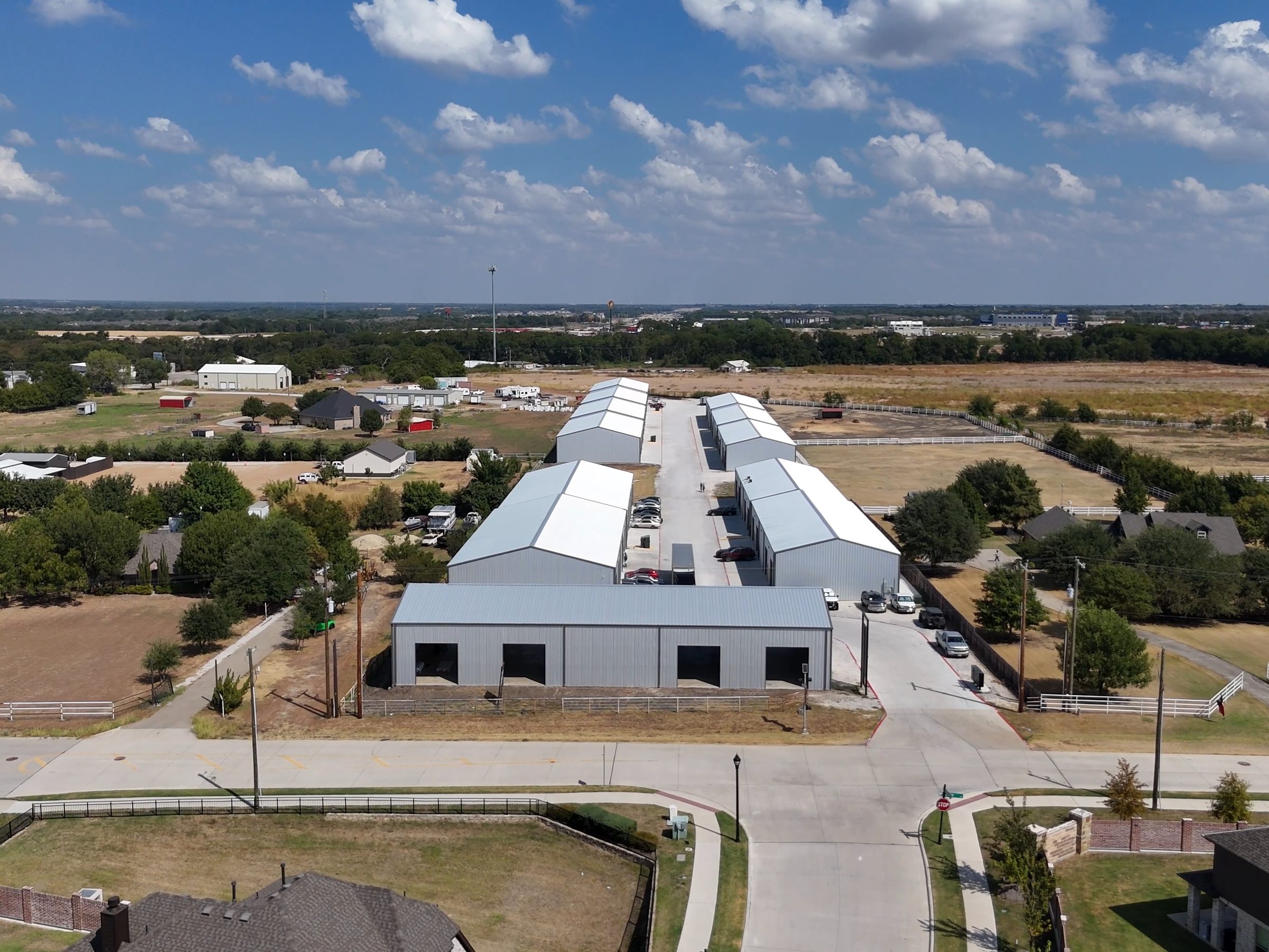 Aerial of United Flex Melissa buildings and drive